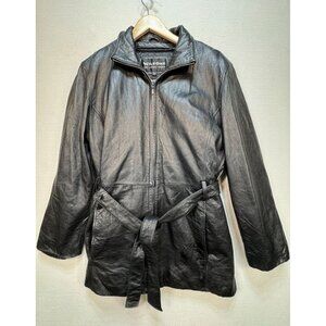 Wilsons Women's Leather Jacket Removable Belt 3M Thinsulate Solid Size XL Black